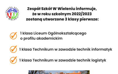 Zdjęcie do Informacja - Zesp&oacute;ł Szk&oacute;ł w Wieleniu