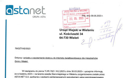 Zdjęcie do Dostęp do internetu światłowodowego dla mieszkańc&oacute;w Gminy Wieleń
