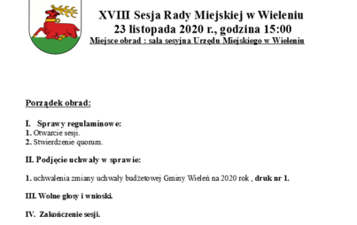 Zdjęcie do XVIII Sesja Rady Miejskiej w Wieleniu