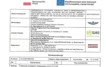 Zdjęcie do Otwarcie przejazdu kolejowego na drodze Zawada- Drawski Młyn od 09.12.2020r.