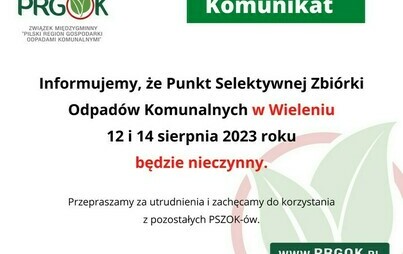 Zdjęcie do PSZOK w Marianowie nieczynny w dniach 12 i 14 sierpnia 2023r. 