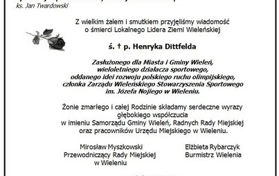 Zdjęcie do Pożegnanie Zasłużonego dla Miasta i Gminy Wieleń Henryka Dittfelda