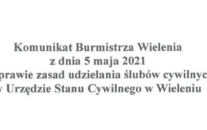 Zdjęcie do Komunikat w sprawie zasad udzielania ślub&oacute;w cywilnych w USC w Wieleniu