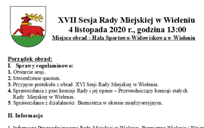 Zdjęcie do XVII Sesja Rady Miejskiej w Wieleniu