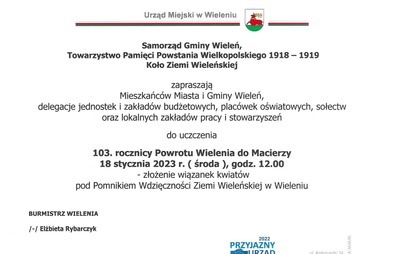 Zdjęcie do 103. rocznica Powrotu Wielenia do Macierzy - złożenie wiązanek kwiat&oacute;w