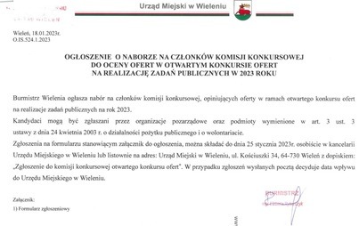 Zdjęcie do Ogłoszenie o naborze na członk&oacute;w komisji konkursowej do oceny ofert w otwartym konkursie ofert na realizację zadań publicznych w 2023 roku 