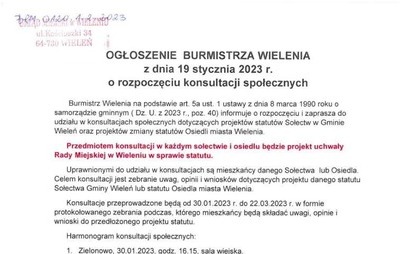 Zdjęcie do Ogłoszenie o rozpoczęciu konsultacji społecznych