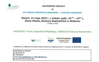 Zdjęcie do Formularz zgłoszenia udziału w VII Targach Produktu Lokalnego - &quot;Z natury najlepsze&quot;