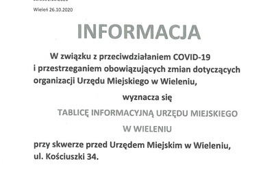 Zdjęcie do Tablica informacyjna Urzędu Miejskiego w Wieleniu