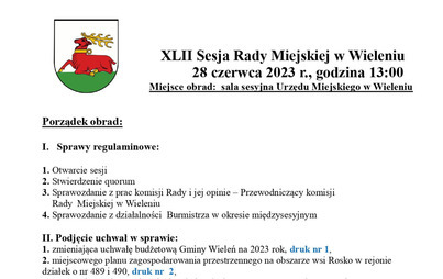 Zdjęcie do XLII Sesja Rady Miejskiej w Wieleniu