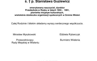 Zdjęcie do Samorząd Gminy Wieleń składa kondolencje 