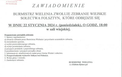 Zdjęcie do Zebranie Wiejskie Sołectwa Folsztyn