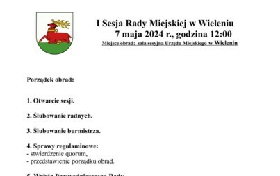 Zdjęcie do I Sesja Rady Miejskiej w Wieleniu