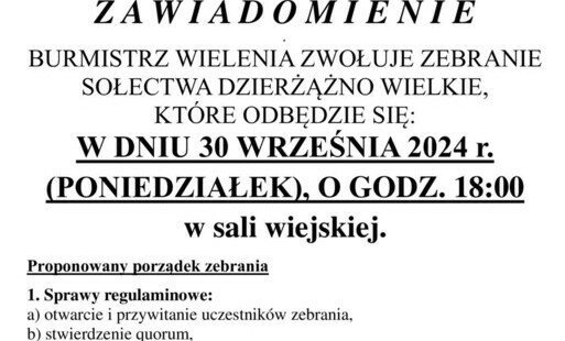 Zdjęcie do Zebranie Sołectwa Dzierżążno Wielkie