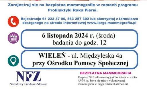 Zdjęcie do Bezpłatne badania mammograficzne