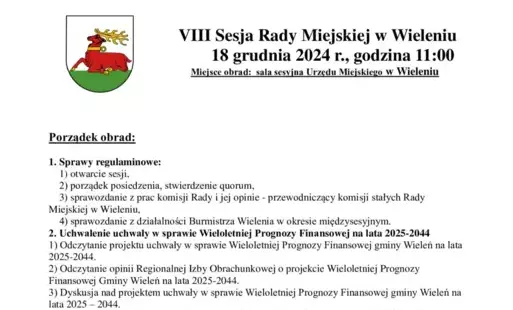 Zdjęcie do VIII Sesja Rady Miejskiej w Wieleniu