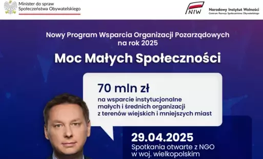 Zdjęcie do Spotkania dotyczące nowego Rządowego Programu Wsparcia Organizacji Pozarządowych na rok 2025 &ndash; &bdquo;Moc Małych Społeczności&quot;.