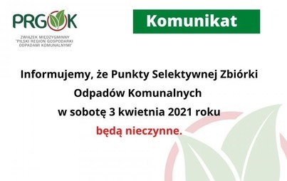 Zdjęcie do Informacja Punkt Selektywnej Zbi&oacute;rki Odpad&oacute;w