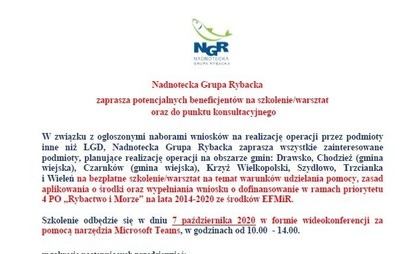 Zdjęcie do Szkolenie na temat warunk&oacute;w udzielania pomocy, zasad aplikowania o środki oraz wypełniania wniosku o dofinansowanie w ramach priorytetu 4 PO &bdquo;Rybactwo i Morze&rdquo; na lata 2014-2020 ze środk&oacute;w EFMiR