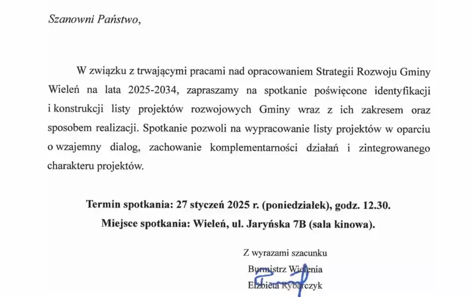 Spotkanie konsultacyjne dot. Strategii Rozwoju Gminy Wieleń