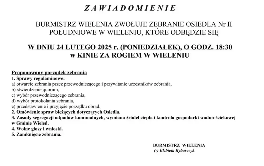 Zebranie Osiedla Nr II Południowe