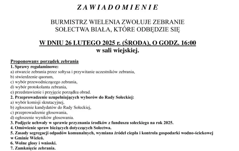 Zebranie Sołectwa Biała