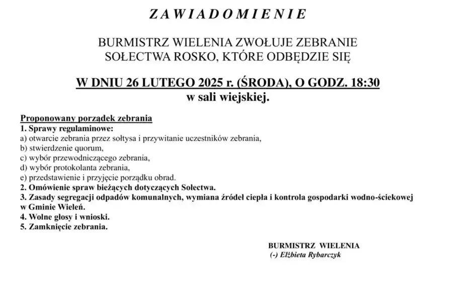 Zebranie Sołectwa Rosko