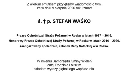 Zdjęcie do Samorząd Gminy Wieleń składa kondolencje...