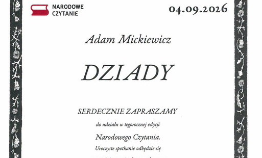 Zdjęcie do Narodowe Czytanie 4.09.2026r., godz. 11:00