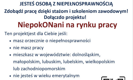 Zdjęcie do Rekrutacja do projektu &bdquo;NiepokONani na rynku pracy&rdquo;