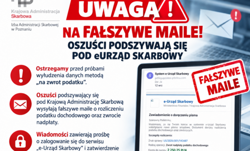 Zdjęcie do Uwaga na fałszywe maile: oszuści podszywają się pod eUrząd Skarbowy
