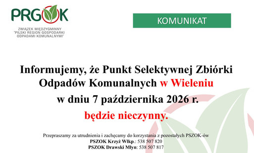Zdjęcie do PSZOK w Wieleniu w dniu 07.10.2026 r. BĘDZIE NIECZYNNY