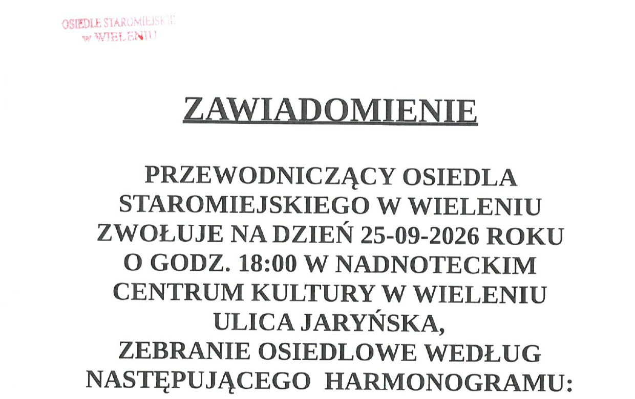 Zebranie Osiedla Staromiejskiego w Wieleniu