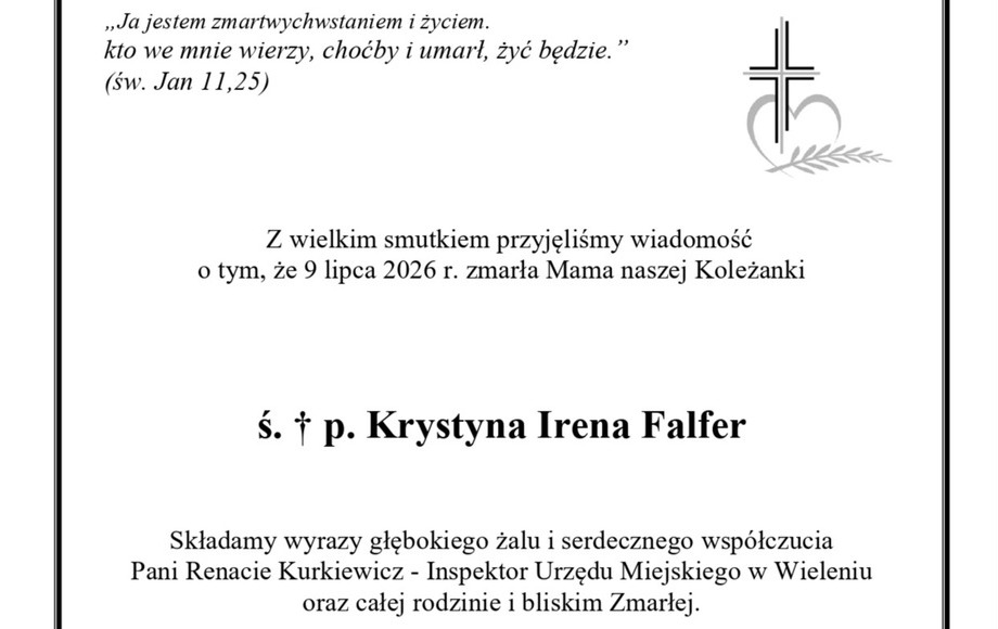 Samorząd Gminy Wieleń składa kondolencje...